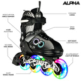 ALPHA Black Size Adjustable Inline Skates