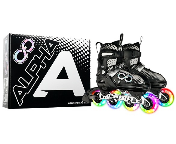 ALPHA Black Size Adjustable Inline Skates