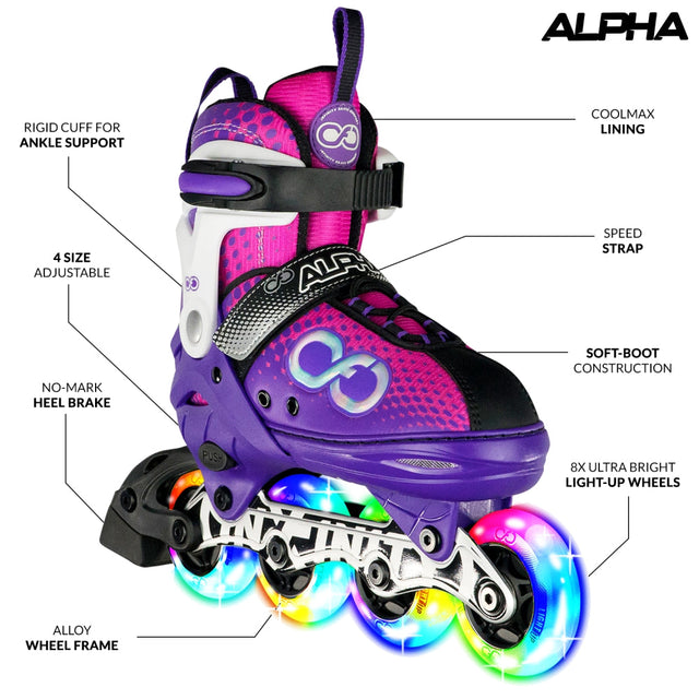 ALPHA Purple Size Adjustable Inline Skates