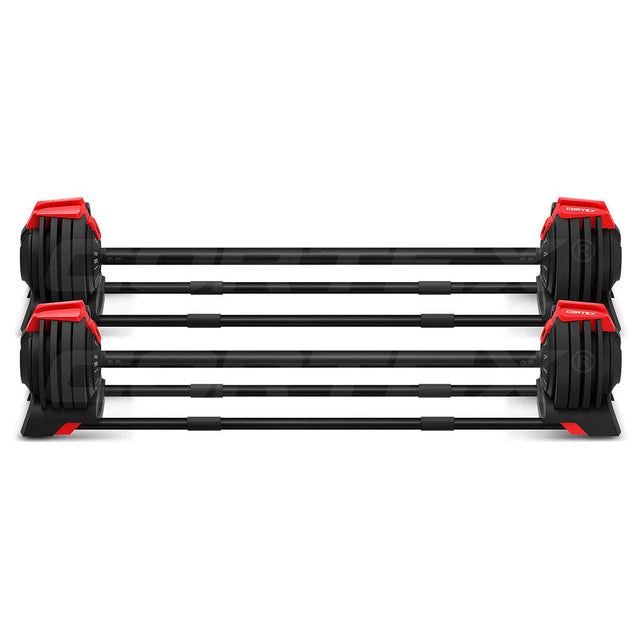 CORTEX Revolock V2 48kg Pair Set Adjustable Steel Dumbbell Barbell Kettlebell All-in-One