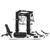 CORTEX SM-26 6-in-1 Power Rack with Dual Stack Smith & Cable Machine + Jammer Arms + Chest Fly Attachment + 30kg Weights Add On + BN-9 Bench + Ultimate Olympic Bumper Weight Plate & Barbell Package