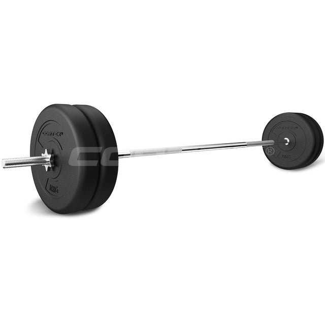 CORTEX 90kg EnduraCast Barbell Weight Set with Weight Tree