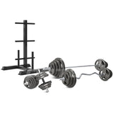 CORTEX 90kg Tri-Grip Standard Barbell Weight Set with Weight Tree 25mm 