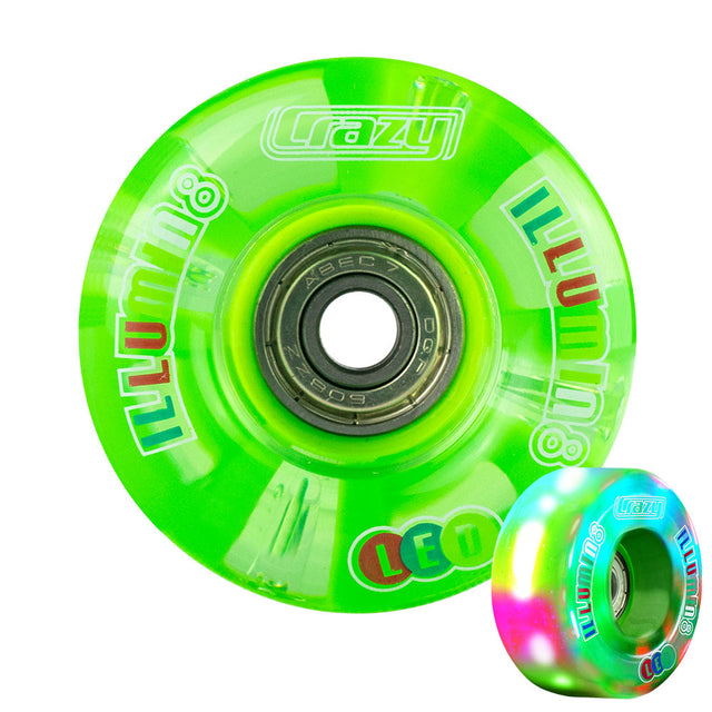 iLLUMIN8 Green LED Light Up Roller Skate Wheels