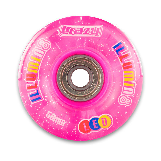 iLLUMIN8 Pink Glitter LED Light Up Roller Skate Wheels