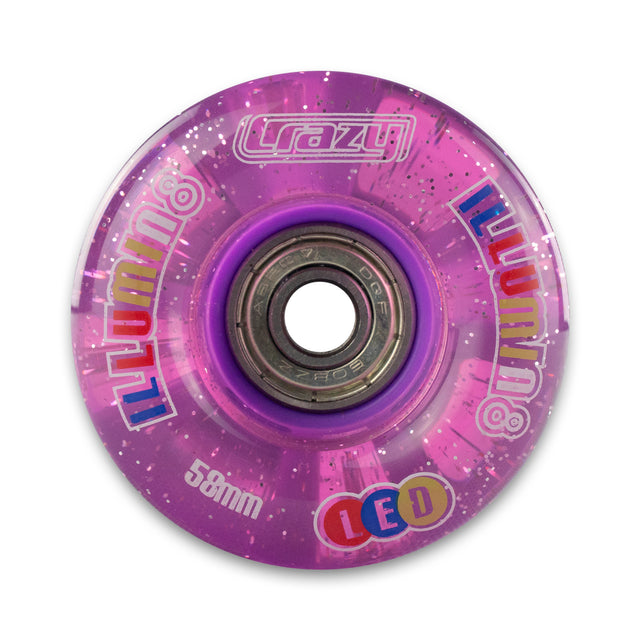 iLLUMIN8 Purple Glitter LED Light Up Roller Skate Wheels