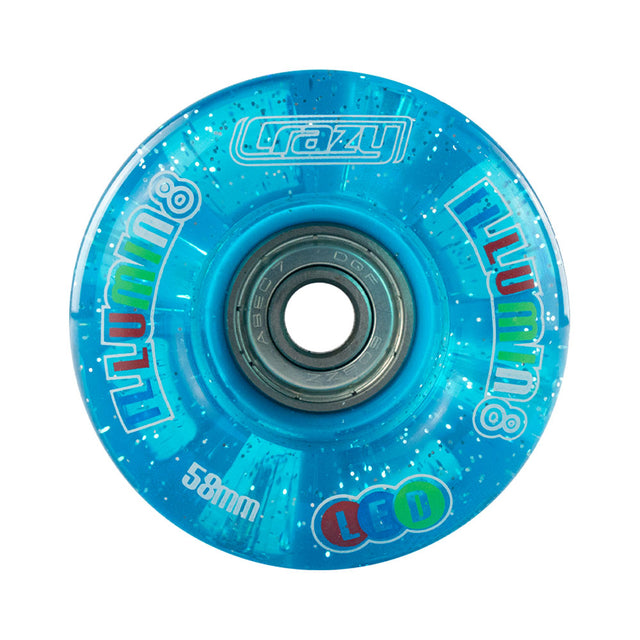 iLLUMIN8 Teal Glitter LED Light Up Roller Skate Wheels