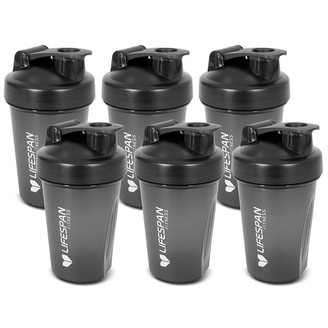 Lifespan Fitness Shaker Bottle 500ml in Black (Pack of 6)