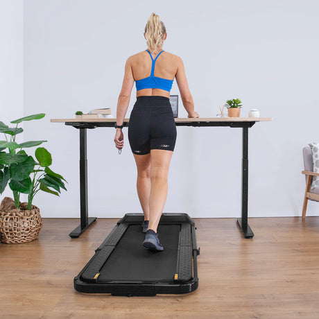 Lifespan Fitness V-FOLD Treadmill with ErgoDesk Automatic Standing Desk 1800mm in Oak/Black