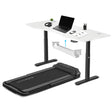 Lifespan Fitness V-FOLD Treadmill with ErgoDesk Automatic Standing Desk 1800mm in White/Black with Cable Management