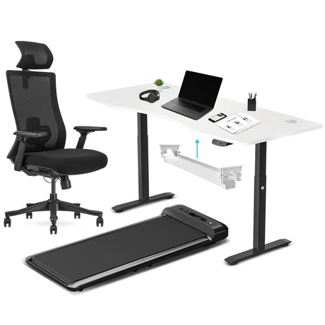 Lifespan Fitness WalkingPad M2 + ErgoDesk 1800mm White + Cable Management + DM9 Chair