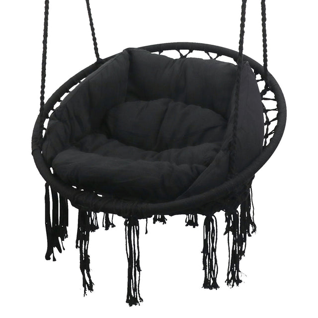 Lifespan Kids Hammock Hanging Swing Chair with Cushions in Black