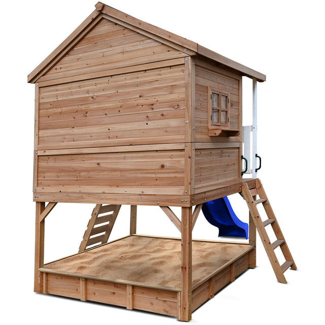 Lifespan Kids Winchester Cubby House with 1.2m Elevation Platform and 2.2m Blue Slide