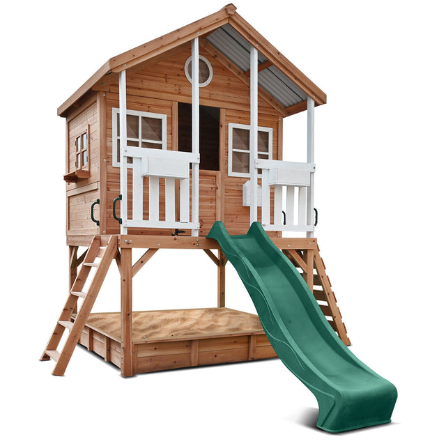 Lifespan Kids Winchester Cubby House with 1.2m Elevation Platform and 2.2m Green Slide