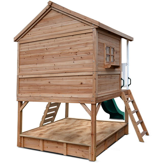 Lifespan Kids Winchester Cubby House with 1.2m Elevation Platform and 2.2m Green Slide