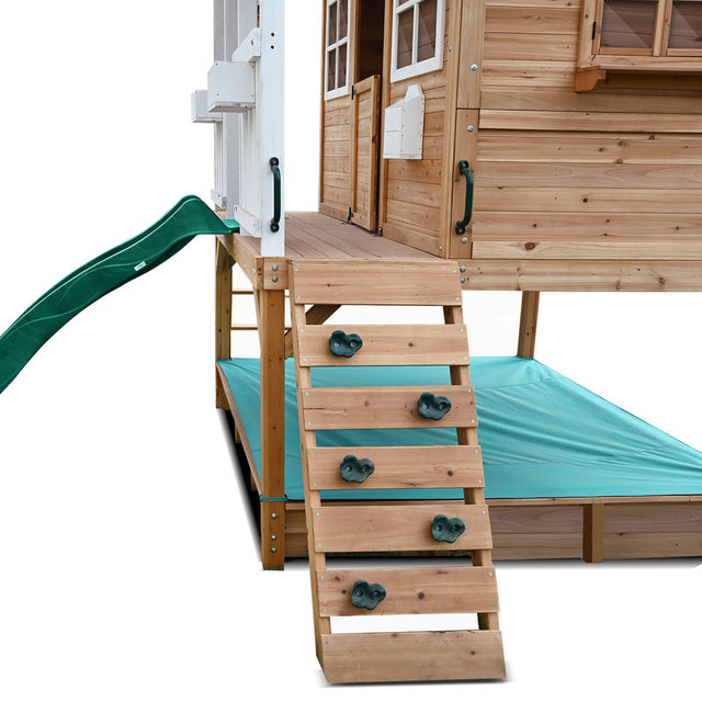 Lifespan Kids Winchester Cubby House with 1.2m Elevation Platform and 2.2m Green Slide