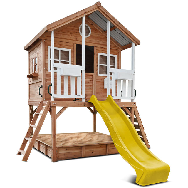 Lifespan Kids Winchester Cubby House with 1.2m Elevation Platform and 2.2m Yellow Slide