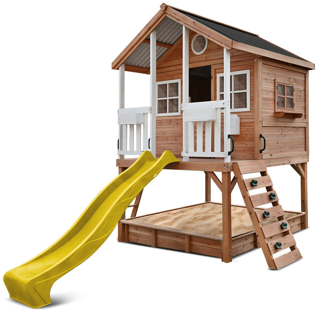 Lifespan Kids Winchester Cubby House with 1.2m Elevation Platform and 2.2m Yellow Slide