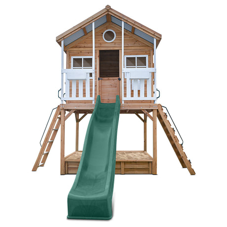 Lifespan Kids Winchester Cubby House with 1.45m Elevation Platform and 3m Green Slide