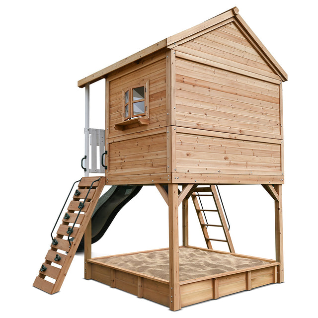 Lifespan Kids Winchester Cubby House with 1.45m Elevation Platform and 3m Green Slide