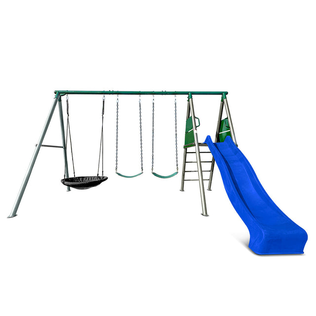 Lifespan Kids Europa Commercial Steel Swing Set with 2.2m Blue Slide