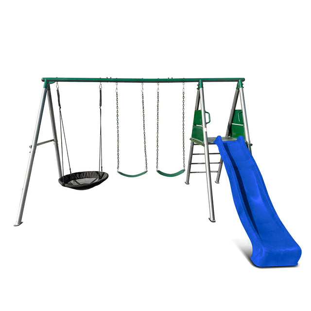 Lifespan Kids Europa Commercial Steel Swing Set with 2.2m Blue Slide