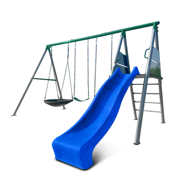 Lifespan Kids Europa Commercial Steel Swing Set with 2.2m Blue Slide