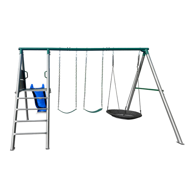 Lifespan Kids Europa Commercial Steel Swing Set with 2.2m Blue Slide