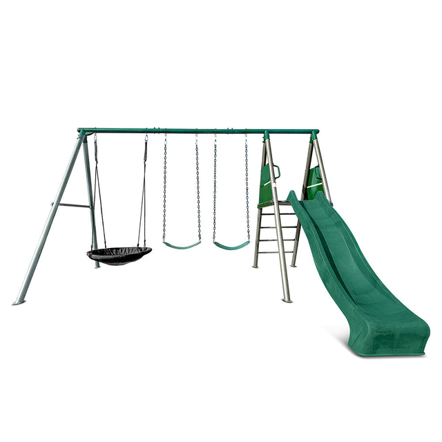 Lifespan Kids Europa Commercial Steel Swing Set with 2.2m Green Slide