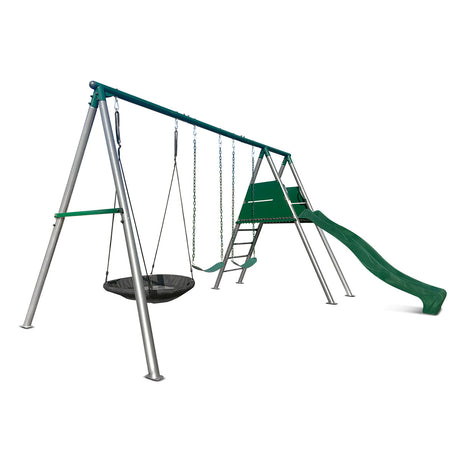 Lifespan Kids Europa Commercial Steel Swing Set with 2.2m Green Slide