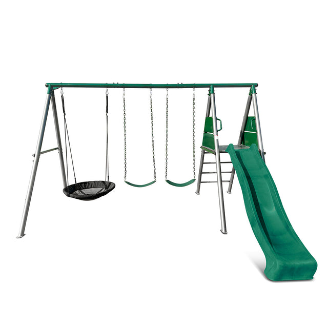 Lifespan Kids Europa Commercial Steel Swing Set with 2.2m Green Slide