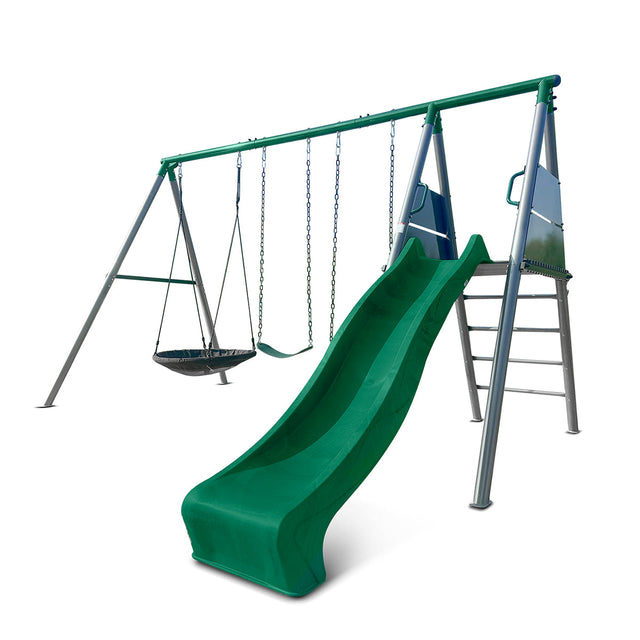 Lifespan Kids Europa Commercial Steel Swing Set with 2.2m Green Slide