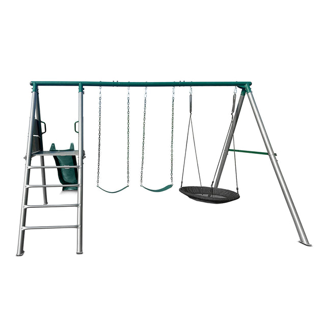 Lifespan Kids Europa Commercial Steel Swing Set with 2.2m Green Slide