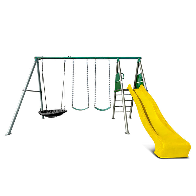 Lifespan Kids Europa Commercial Steel Swing Set with 2.2m Yellow Slide