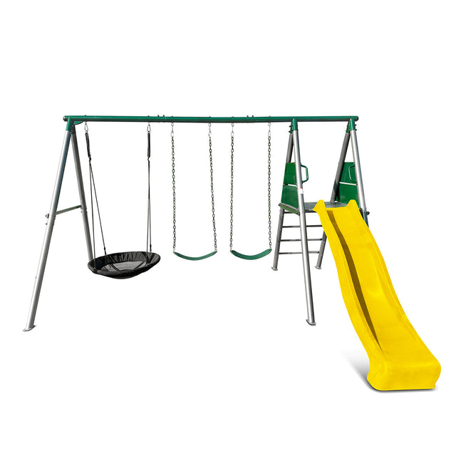 Lifespan Kids Europa Commercial Steel Swing Set with 2.2m Yellow Slide