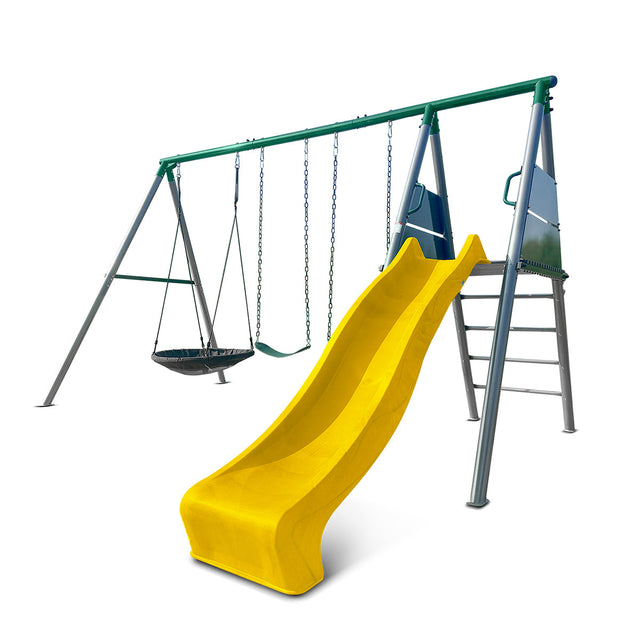 Lifespan Kids Europa Commercial Steel Swing Set with 2.2m Yellow Slide