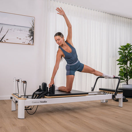 Lifespan Fitness Contour Studio Commercial Pilates Reformer Bed Set (Black)