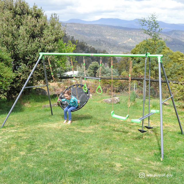 Lifespan Kids Lynx 4 Station Swing Set with Slippery Slide