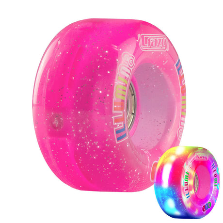 iLLUMIN8 Pink Glitter LED Light Up Roller Skate Wheels