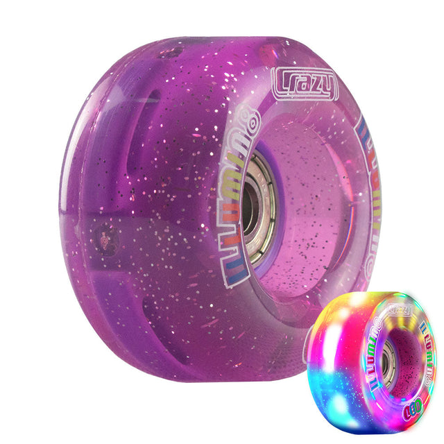 iLLUMIN8 Purple Glitter LED Light Up Roller Skate Wheels