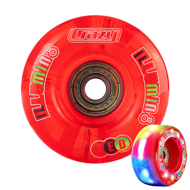 iLLUMIN8 Red LED Light Up Roller Skate Wheels