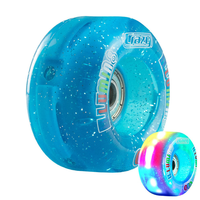 iLLUMIN8 Teal Glitter LED Light Up Roller Skate Wheels