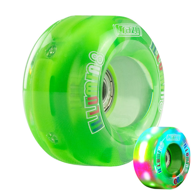 iLLUMIN8 Green LED Light Up Roller Skate Wheels